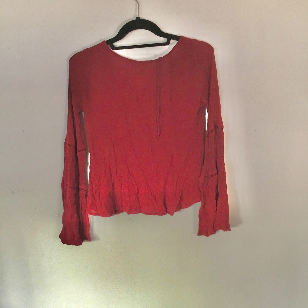 Hollister California Womens Red Long Sleeve Bell Sleeve Top Size S